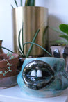 Blue Metallic Lip Ceramic Planter