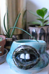 Blue Metallic Lip Ceramic Planter