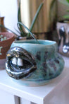 Blue Metallic Lip Ceramic Planter